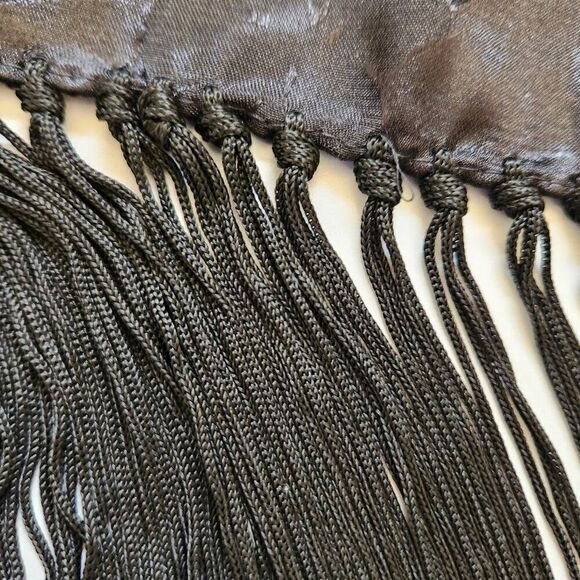 Collection XIIX black fringe shawl Mexican silky vintage extra long - Picture 4 of 8